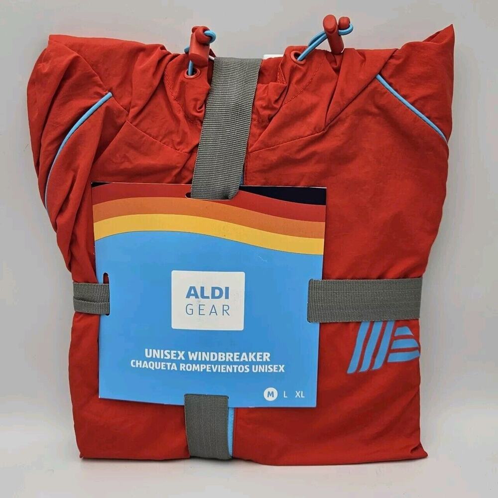 Aldi Gear 2024 Unisex Red Jacket Windbreaker Water‎ Resistant Size M 38"-40" NEW